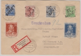 37 Rostock, 181 VIII u.a. in MiF auf Orts- E.- Brief mit Rückschein, Eigenhändig