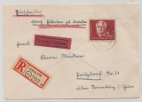 DDR, 1952, Mi.- Nr.: 254 als EF auf Eilboten- Einschreiben- Fernbrief von Leipzig nach Peritzdorf (?) über Ronneburg
