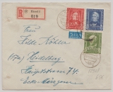 BRD, 1950, Mi.- Nr.: 118- 20 als MiF auf Einschreiben- Fernbrief von Kassel nach Heidelberg. Seltene Frankatur!
