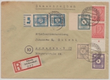 SBZ, Ost- Sachsen, 1946, Mi.- Nr.: 53, 54 (2x) u.a. in MiF auf Einschreiben- Fernbrief von Ehrenfriedersdorf nach Dresden