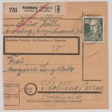 SBZ, Allgem. Ausgaben, 1951, Mi-. Nr.: 225 als EF (!) auf Paketkartenstammteil für 1 Paket von Annaberg nach Stollberg