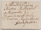 Holland, Auslands- Transite, 1804, Vorphila- Auslandsbrief von Rotterdam nach Pignal (?, Fr.)