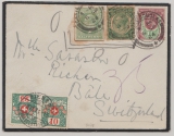 GB, 1924, 2,5 Pence MiF (mit 2x GS- Auschnitten) auf Auslandsbrief (+ schweizer Nachportomarken) von Castle Douglas (?) nach Riehen (CH)