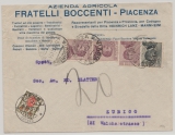 Italien, 1927, 90 Ct. MiF + Schweizer Nachportomarke auf Auslandsbrief von Piacenza nach Zürich