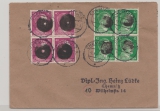 SBZ, 1945, Sächsische Schwärzungen, OPD Chemnitz, Mi.- Nr.: AP A 796 I (4x) u.a. als MiF auf Ortsbrief innerhalb von Chemnitz