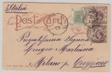 Hong Kong, 1903, 4 Ct. (Ausgaben-) MiF (!!!) auf Auslandspostkarte von Victoria / Hong Kong nach Milano (It.)