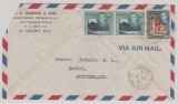 St. Vincent, 1954, 80 C. MiF auf Auslands- Luftpostbrief von Kingstown nach Zurich (CH)