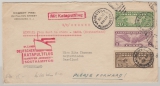 USA, 1930, 40 Ct. MiF auf Auslandsbrief, per Schiffs-, Katapult- Luft- und Landpost von New York nach Basel Land (CH)