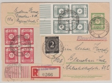 SBZ, Ost- Sachsen, 1946, 6 Pfg.- GS Karte ( Mi.- Nr.: P8) + Zusatzfrankatur, gelaufen als R.- Postkarte von Dresden nach Glauchau