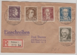 234- 38 als MiF auf Satz- E. Fernbrief, von Weimar nach Magdeburg, entwertet mit seltenem Goethestempel!