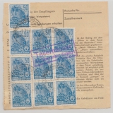 DDR, 1958, Mi.- Nr.: 457 (13 x, vs. + rs.) in MeF auf Paketkarte, sehr seltene Verwendung!