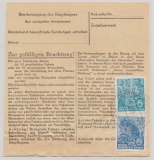 DDR, 1958, Mi.- Nr.: 457 (3 x, vs. + rs.) + 453 rs., in MiF auf Paketkarte für 2 Pakete! Sehr seltene Verwendung!