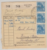 DDR, 1958, Mi.- Nr.: 457 (12 x, vs. + rs.) + 406 (5x) rs., in MiF auf Paketkarte für 2 Pakete, sehr seltene Verwendung!