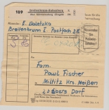 DDR, 1958, Mi.- Nr.: 455 (4 x, rs., im ER 4er- Block) in MeF auf Paketkarte, sehr seltene Verwendung!