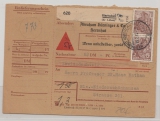 DDR, 1962, Mi.- Nr.: 585 (2x) + 836 rs., in MiF auf Nachnahme- Paketkarte, sehr seltene Verwendung!