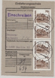 DDR, 1991, Mi.- Nr.: 3348 (4x) in MeF auf Einlieferungsschein für 1 Einschreiben, sehr seltene Verwendung!