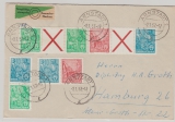 DDR, 1957, Mi.- Nr.: WZ 5 + 7 + W6 + S 7 als MiF auf Fernbrief von Arnstadt nach Hamburg, Rarität!!!