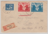 DDR, 1951, Mi.- Nr.: 284 + 285, u.a. als MiF auf Einschreiben- Fernbrief von Mittweida nach Zittau