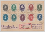 DDR, 1950, Mi.- Nr.: 261- 270, in MiF auf E.- Satz- Fernbrief, von Eichenbarleben nach Magdeburg