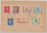 DDR, 1952, Mi.- Nr.: 308- 10 + 311- 12 + 314, in MiF auf Orts- Einschreiben, innerhalb von Gräfenthal