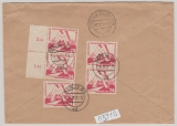 DDR, 1951, Mi.- Nr.: 280 + 282 (5x, rs.), in MiF auf E.- NN- Ortsbrief innerhalb von Berlin