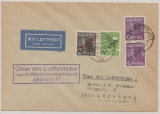 Berlin, 1949, Mi.- Nr.: 2 (2x), 4 + 21 als MiF (!!!) auf Luftpost- Fernbrief von Berlin nach Lüneburg, sehr seltene MiF (SA + RA) !!!