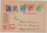 Berlin, 1949, Mi.- Nr.: 2, 5, 8, 11 + 14 als MiF, auf Luftpost- E.- Fernbrief von Berlin nach M.- Gladbach, mit Luftpoststempel