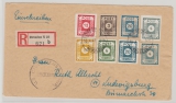 SBZ, Ost- Sachsen, 1945, Mi.- Nr.:  43 A, 46- 48 A, u.a.  in MiF auf Einschreiben- Fernbrief von Dresden nach Ludwigsburg