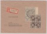 SBZ, Ost- Sachsen, 1945, Mi.- Nr.: 51 (4x) + 52 (3x) in MiF auf Einschreiben- Fernbrief von Dresden nach Ludwigsburg