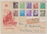 DDR, 1953, Mi.- Nr.: 362- 379 (ohne 371) auf 2 adressierten FDC, per Einschreiben- Fernbrief von Cottbus nach Peitz