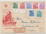 DDR, 1953, Mi.- Nr.: 362- 379 (ohne 371) auf 2 adressierten FDC, per Einschreiben- Fernbrief von Cottbus nach Peitz