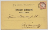Dt. Kaiserreich, 1873, gr. Brustschild, Mi.- Nr.: 18 als EF auf (Text-)Fernpostkarte von (AD-) Halberstadt nach Dortmund