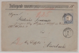 Dt. Kaiserreich, 1872 (?), kl. Brustschild, Mi.- Nr.: 5 als EF auf Wertbrief- Vorderseite von (AD-) Treuen nach Auerbach