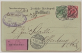 Dt. Kaiserreich, Krone /  Adler, 1897, Mi.- Nr.: 46 + 47 in MiF auf Nachnahme- Postkarte von Karlsruhe nach Offenburg