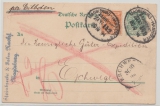 Dt. Kaiserreich, Krone /  Adler, 1894, 5 RPfg. GS +  Mi.- Nr.: 49 als Zusatz auf Eilboten- Postkarte von Magdeburg nach Eschwege