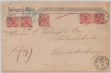 Dt. Kaiserreich, Krone / Adler, 1891, Mi.- Nr.: 47 (5x) in MeF auf Wert- Fernbrief von Berlin nach Charlottenburg ;)))