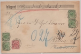 Dt. Kaiserreich, Krone / Adler, 1893, Mi.- Nr.: 46 (4x) + 47 in MiF auf Wert- Fernbrief von Martinikenfelde nach Berlin