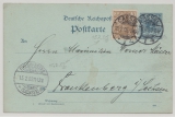 DR, 1902, 2 RPfg.- GS, + Mi.- Nr.: 54 als Zusatz als 2- Ausgaben- (!!!) MiF, als Fernpostkarte von Cassel nach Frankenberg