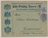 DR, Germania 1907, Mi.- Nr.: 87 I (2x) als MeF auf dekorativem Auslandsbrief von Schwerin nach Constantinopel (Türkei)