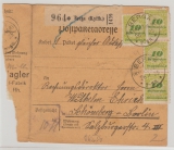 Infla, Mi.- Nr.: 328 A (24x!) vs. + rs. als MeF auf Paketkarte für 1 Paket von Berga nach Berlin- Schöneberg, sehr selten!!!