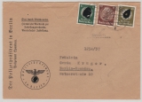 DR, 1937, Mi.- Nr.: 518 (mit POL- Lochung) u. DM DR in MiF auf Innendienstbrief innerhalb von Berlin