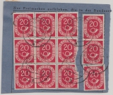 BRD, 1952, Mi.- Nr.: 130 (12x) als MeF auf Teil einer Postsparkarte! Seltenes postalisches Zeitdockument!