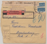 BRD, 1953, Mi.- Nr.: 135 (11x, 1x vom OR) u.a. als MiF rs. auf Paketkartenstammteil  für 2 Schnellpakete nach Braunschweig