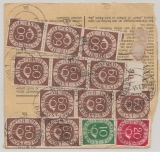 BRD, 1953, Mi.- Nr.: 135 (11x, 1x vom OR) u.a. als MiF rs. auf Paketkartenstammteil  für 2 Schnellpakete nach Braunschweig