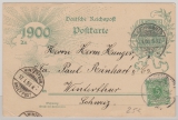 DR- Germania Reichspost + Krone- Adler, 5 Rpf.- Jahrhundert Postkarte + Mi.- Nr.: 46 als Zusatz, nach Witerthur (CH)