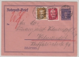 Weimar, 1929, Mi.- Nr. RU 12, + Mi.- Nr.: 386 + 414 als Zusatz (Portoerhöhung!) gelaufen innerhalb Berlin´s, per Rohrpost