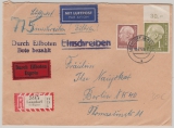 BRD, 1958, Mi.- Nr.: 190 + 194 PORdgz als MiF auf Lupo- Eilboten- R.- Fernbrief von Langdorf nach Berlin, selten!