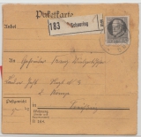 Bayern, 1916 (?), Mi.- Nr.: 98 als EF auf Paketkartenabschnitt für ein Paket (Sonderporto?) von Scheuring nach Freising