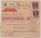 Bayern, 1919, Mi.- Nr.: 163 (2x) als MeF auf Paketkartenabschnitt für ein Wert- Paket von München nach Zwiesel