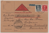 Bayern, 1917, Mi.- Nr.: 111 + 114 als MiF auf Nachnahme- Paketkarte für ein Paket von Augsburg nach Dresden